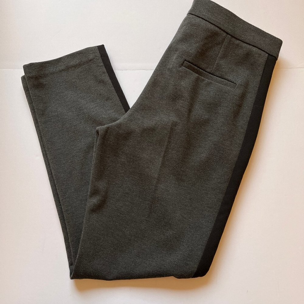 Karen By Simonsen Pants Side Stripe Suit Trousers Gray Stretch Jersey Knit Sz 38